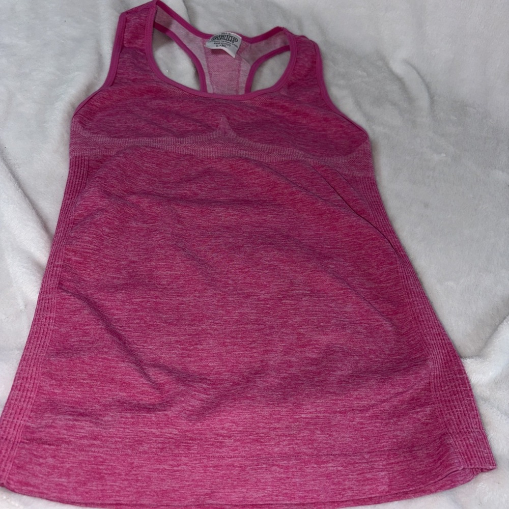 Get A Grip Pink Athletic Tank XL Racerback Ribbed‎ Hem Athleisure Yoga Workout